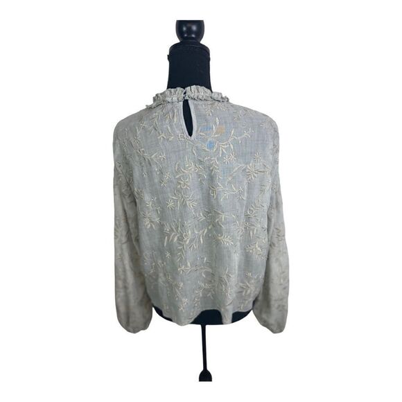 #112 ZARA Basic Cropped Ruffle Front Blouse - Picture 2 of 5